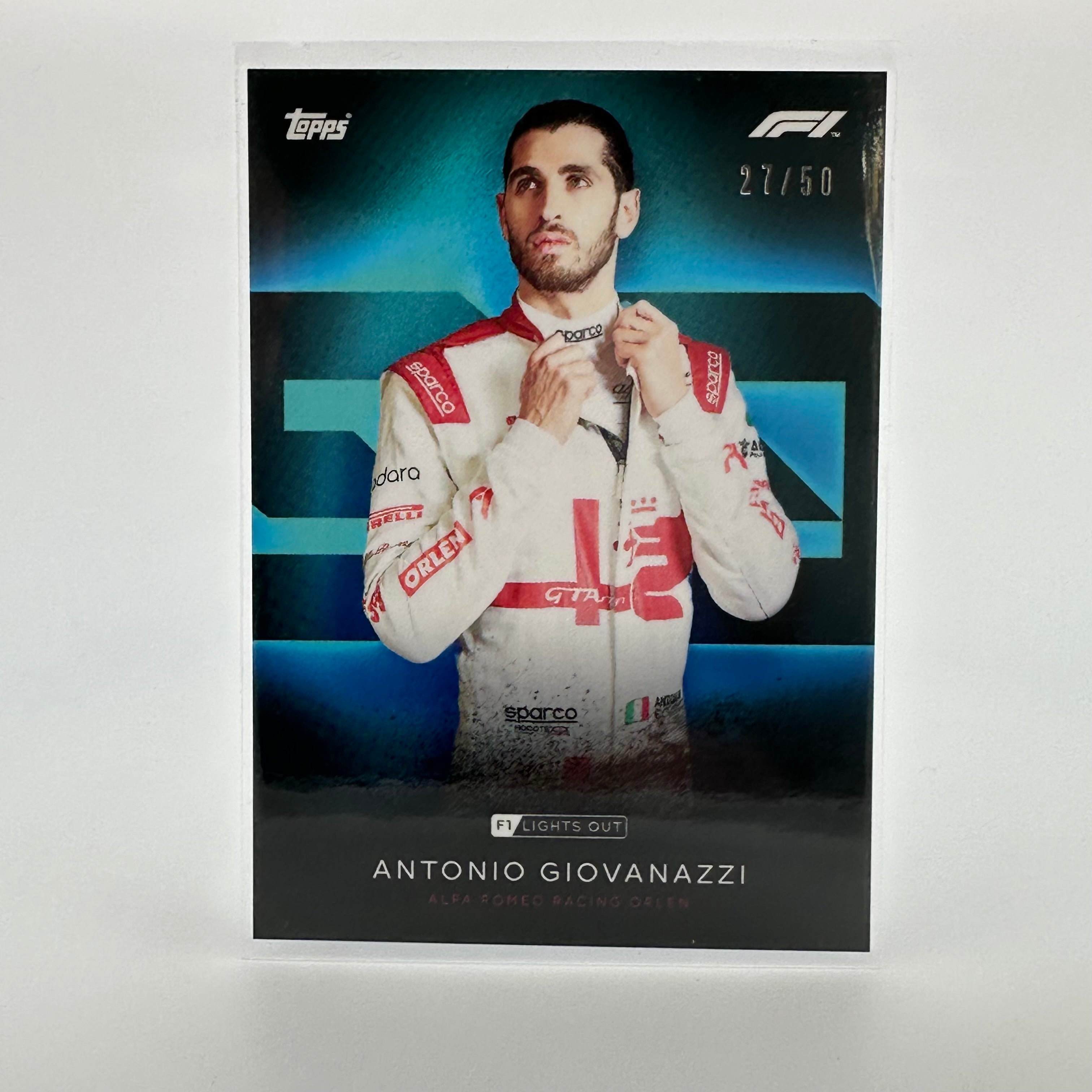 50 Antonio Giovinazzi F1 Racing Driver Aqua Parallel Collectible Card - Perfect for F1 Fans, Sports Memorabilia Collectors & Trading Card Enthusiasts
