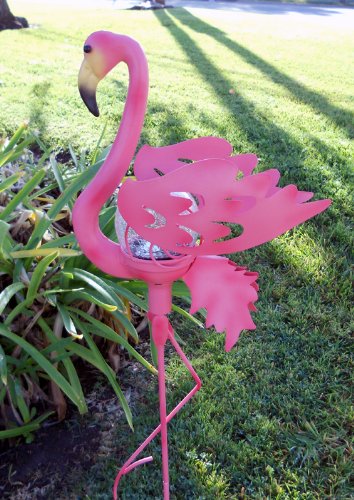 Solar Flamingo Light with Crackle Glass Ball - Waterproof Outdoor Garden Decor for Patio, Yard, Poolside - Romantic Ambiance Lighting for Parties & Landscaping