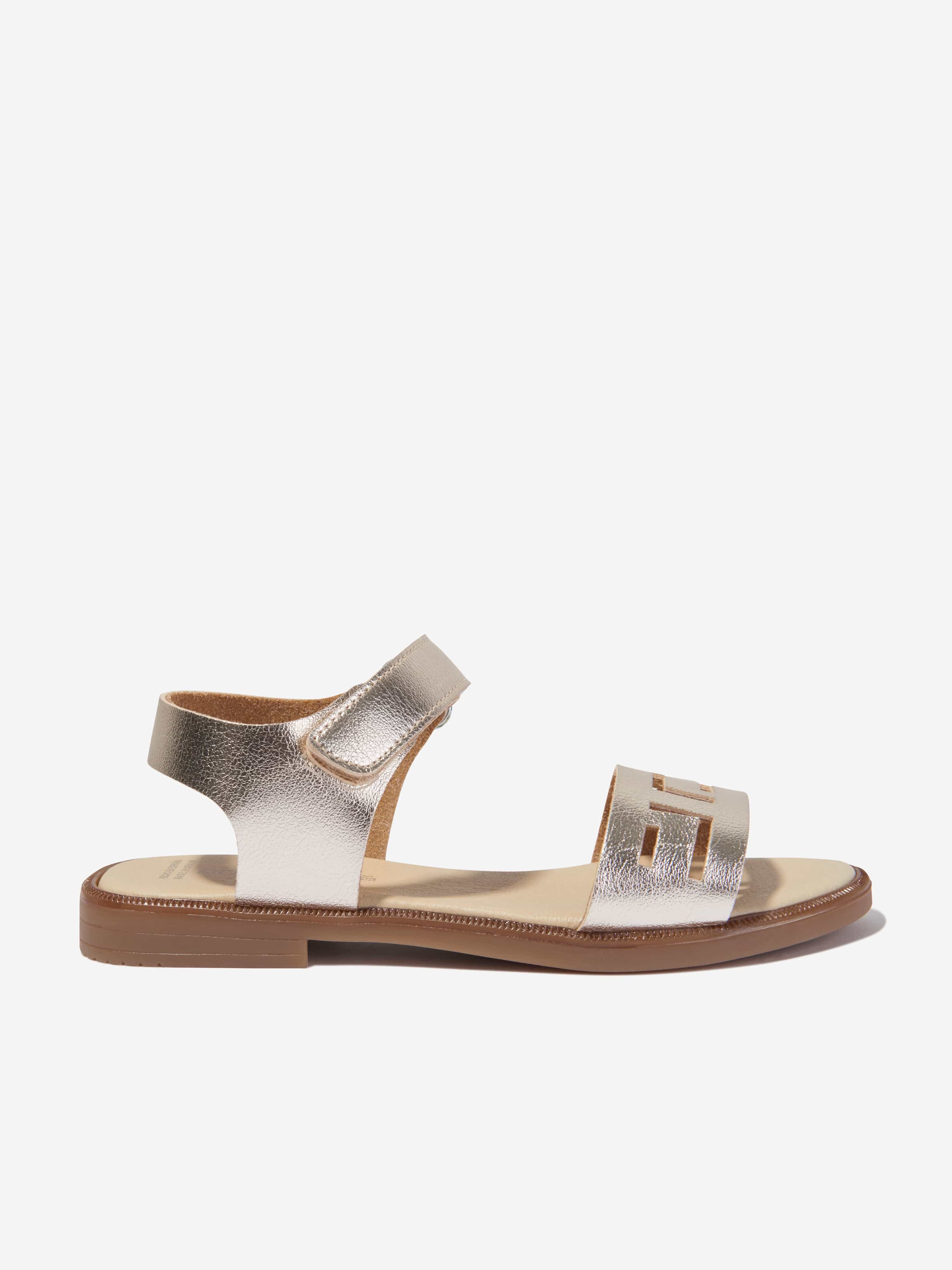 Andanines Girls Laser Cut Gold Sandals - Comfortable & Stylish Summer Shoes for Beach, Pool, and Casual Outings
