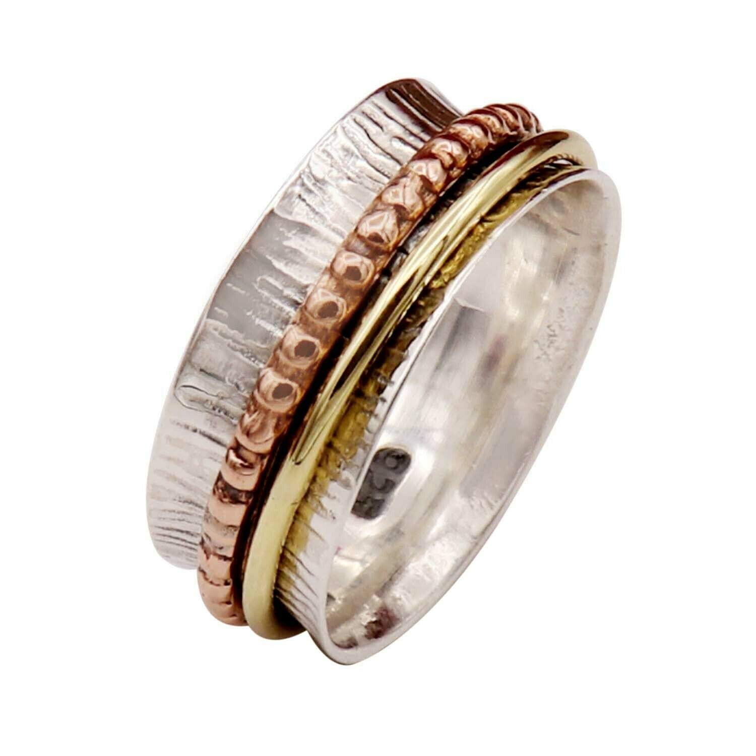 Spinner Ring for Women - Handmade Silver Anxiety & Meditation Fidget Ring | Stress Relief, Focus Aid, Thumb Spinning Ring | Perfect Gift for Anxiety Relief & Mindfulness Practice