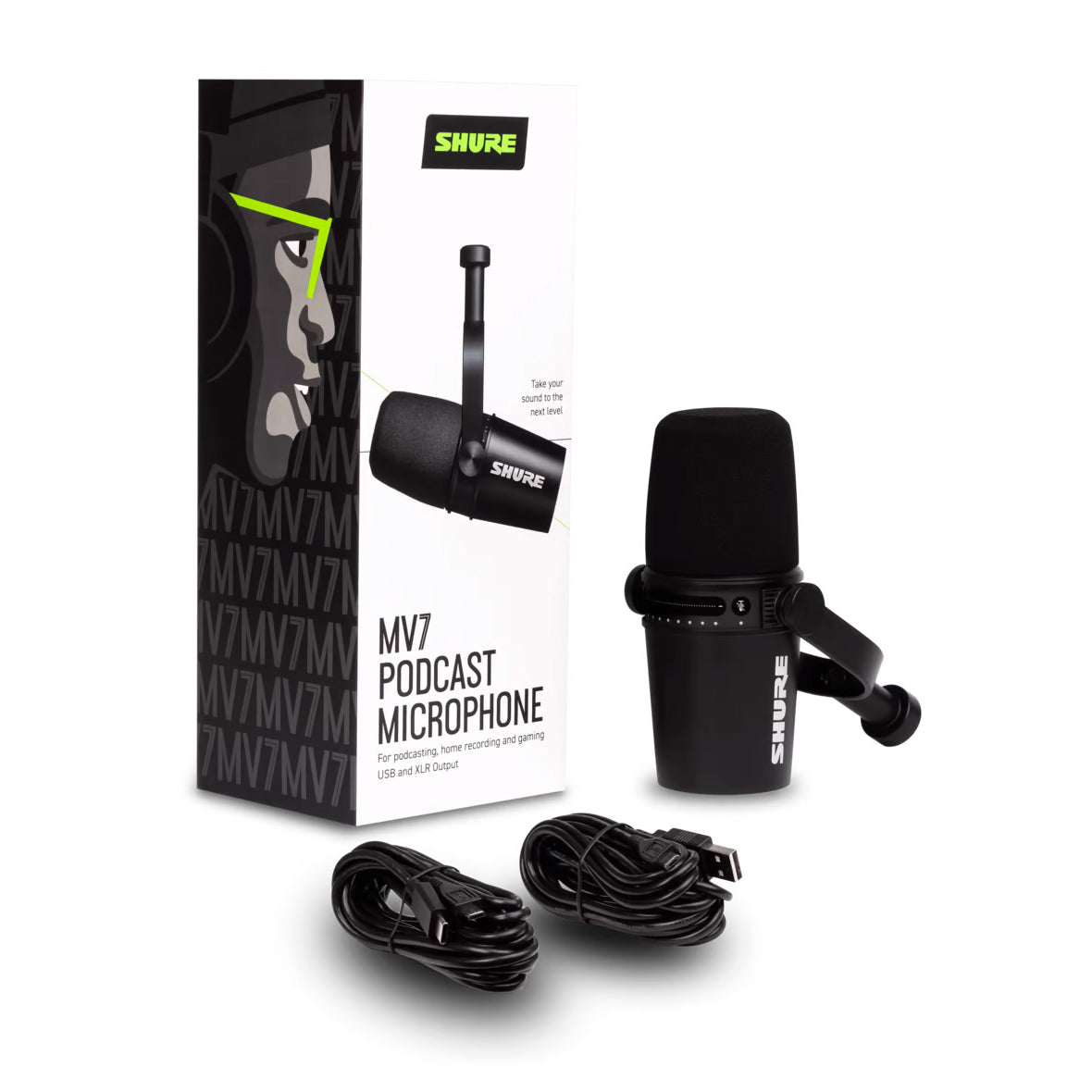 Shure MV7 USB/XLR Dynamic Podcast Microphone for Streaming, Recording & Voiceovers - Professional Studio-Quality Sound for Podcasters, Gamers & Content Creators
