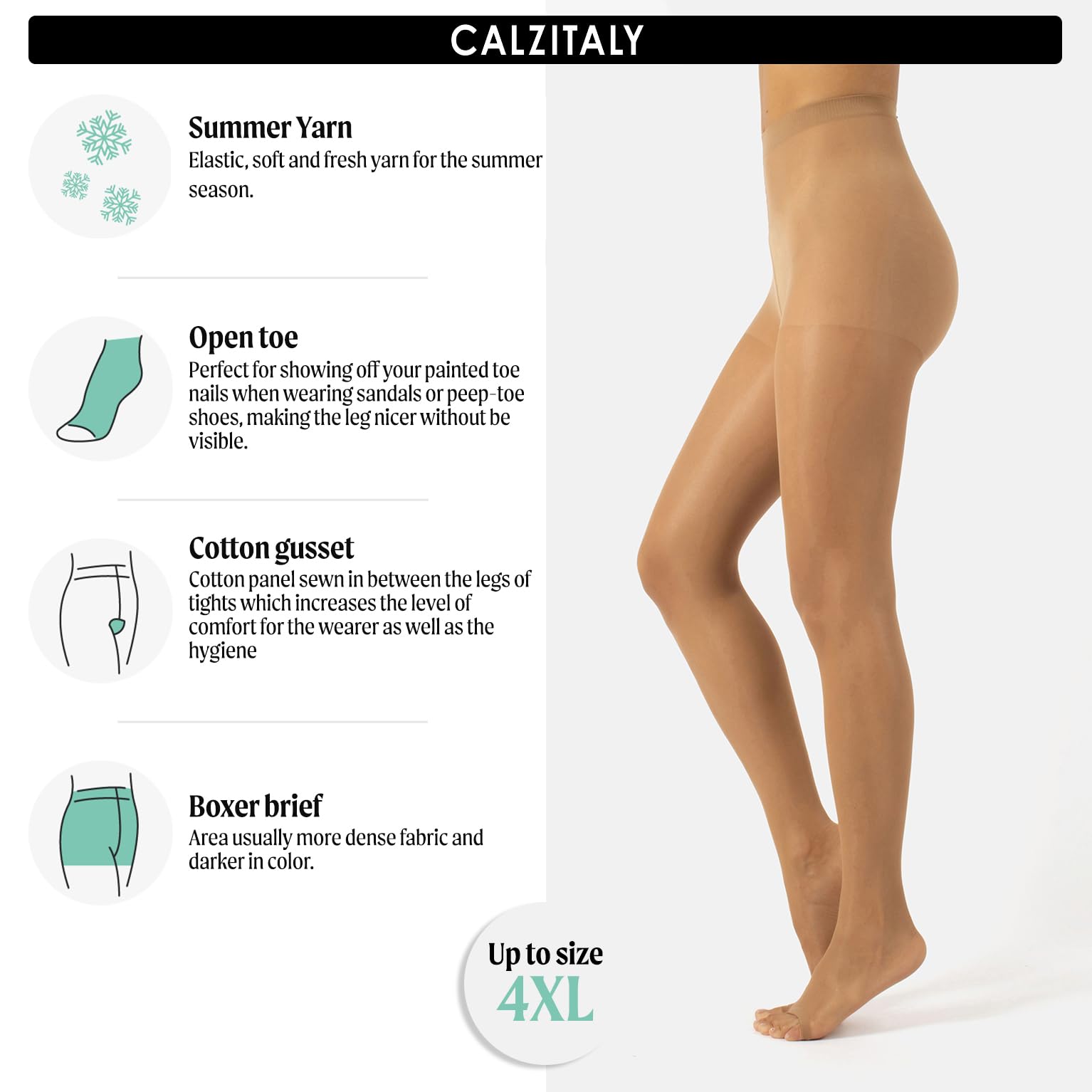 Cooling Sheer Toeless Tights - Open Toe Nude Pantyhose for Summer Comfort | Made in Italy