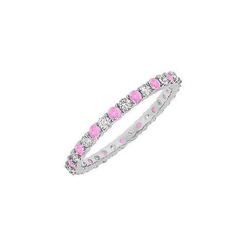 14K White Gold Pink Sapphire and Diamond Eternity Bangle - 10.00 CT TGW - Elegant Jewelry Gift for Women, Anniversary, Wedding, or Special Occasion