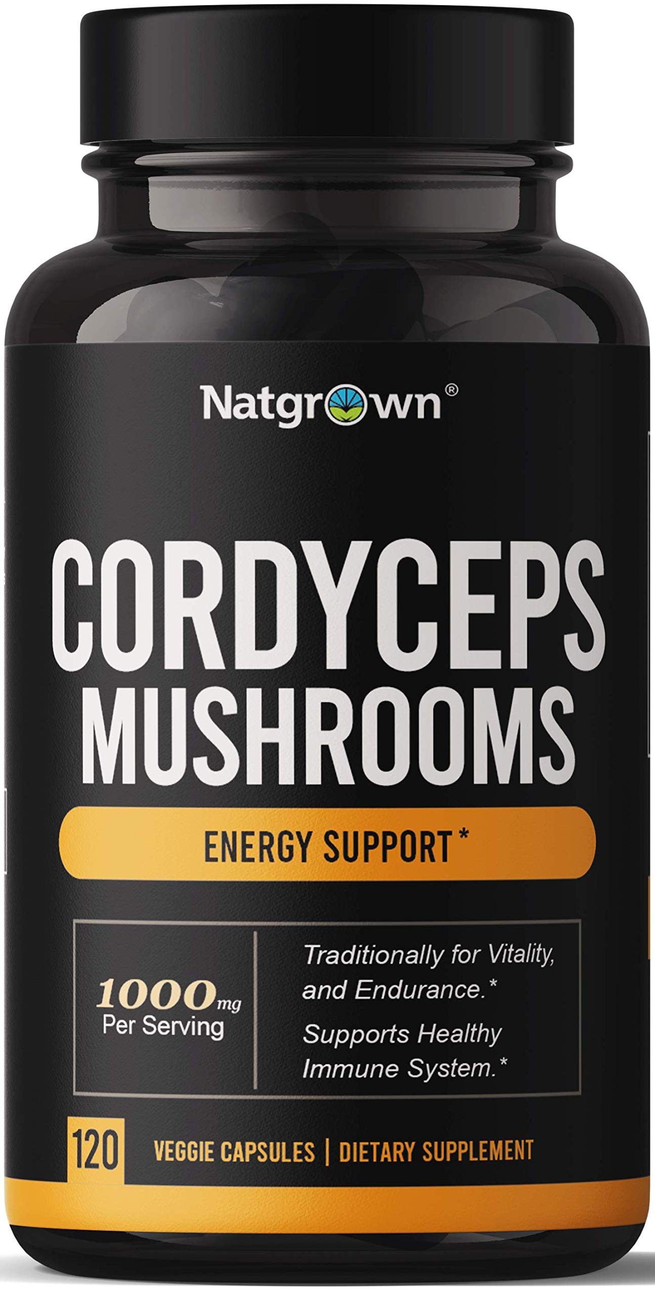 Premium Cordyceps Mushroom Extract 1000mg Capsules - Natural Energy & Stamina Booster for Men & Women - Vegan, Gluten-Free Supplement - Ideal for Athletes, Fitness & Daily Wellness Support