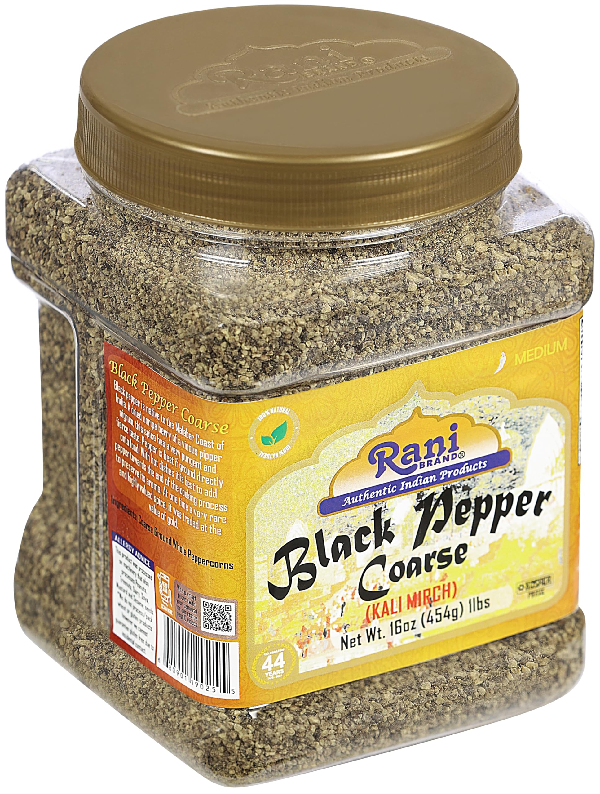 Premium Coarse Ground Black Pepper 16oz (1lb) - 28 Mesh Table Grind - All Natural, Vegan, Gluten-Free, Non-GMO, Kosher - Product of Vietnam - Perfect for Grilling, Seasoning & Gourmet Cooking
