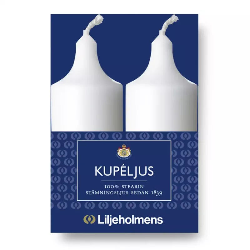 Liljeholmens Kupéljus White Block Candles 2-Pack - Perfect for Home Decor, Weddings & Romantic Ambiance