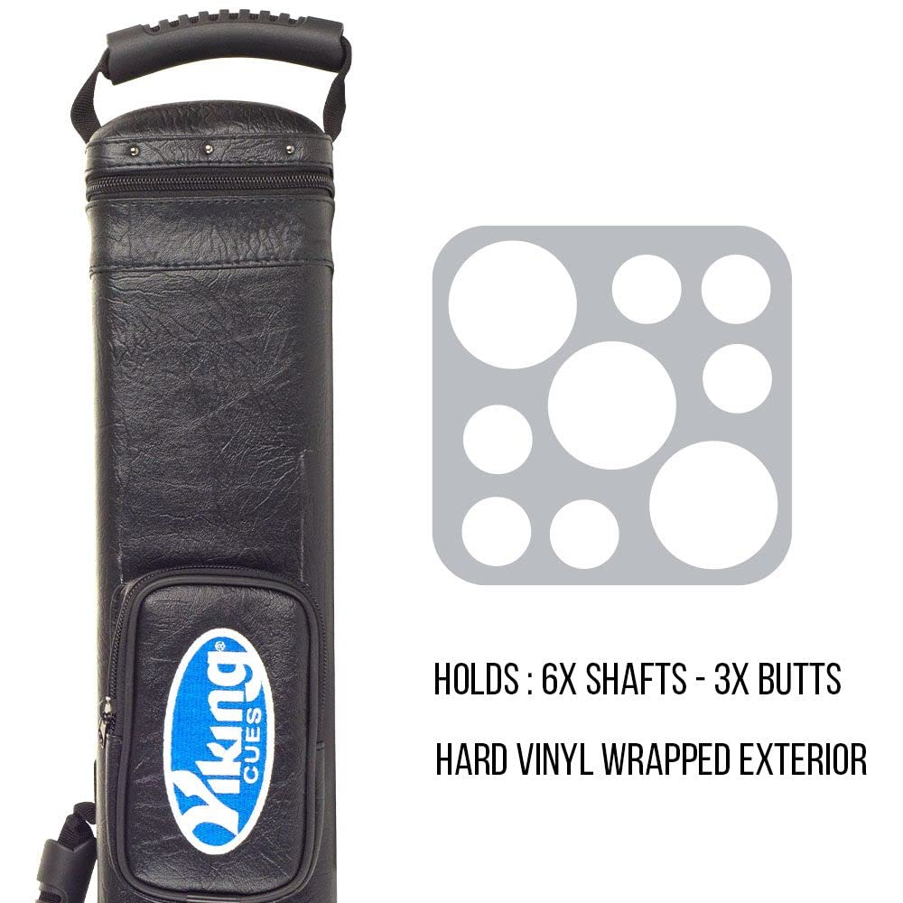 Viking Pool Cue Case with Shoulder Strap - Durable Vinyl Shell & Soft Felt Interior - Billiard Cue Storage Bag for Pool Sticks - Perfect for Travel, Tournaments & Home Use - Essential Pool Table Accessories & Billiards Equipment