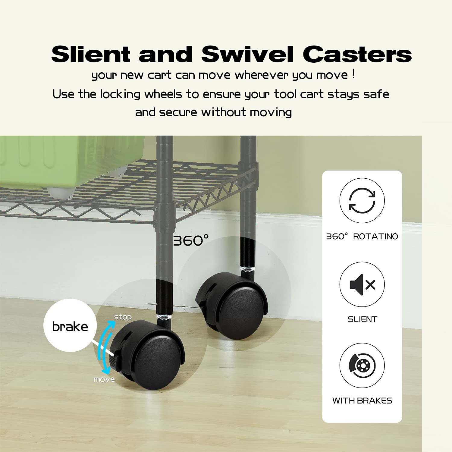 5-Tier Heavy Duty Metal Wire Shelving Unit with Wheels, 60