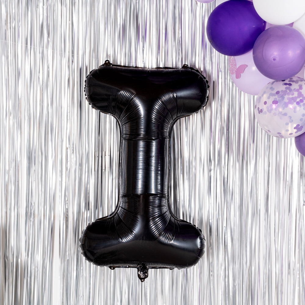 Black Mylar Letter I Balloon - 40 Inch Large Foil Balloon for Birthday Party Decorations, Graduation, Baby Shower & Special Events - 1 Count Box