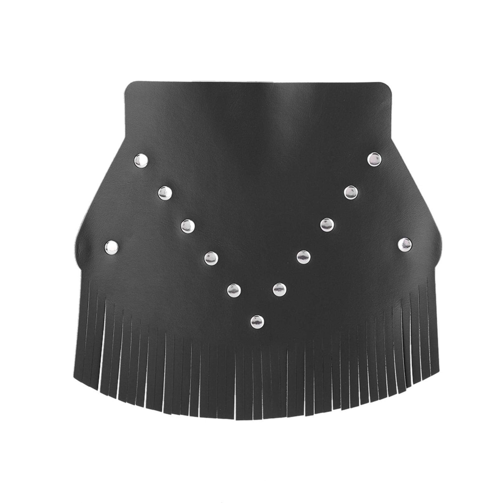 Ymiko Motorcycle Fringe PU Leather Rear Wheel Fender Cover - Black Long Beard Style for Harley Davidson, Cruiser & Chopper Bikes - Waterproof Protection & Custom Decoration Upgrade for Riding in Rain or Sunny Days