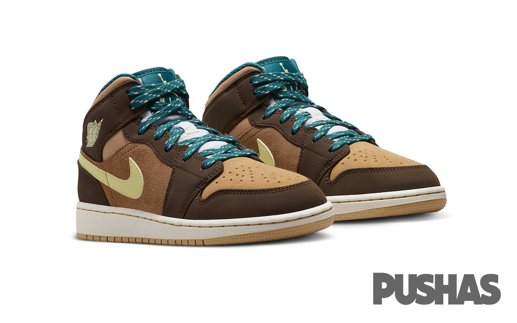 Air Jordan 1 Mid 'Cacao Wow' GS Sneakers for Girls (2023) - Basketball Shoes & Casual Wear for School, Sports & Street Fashion