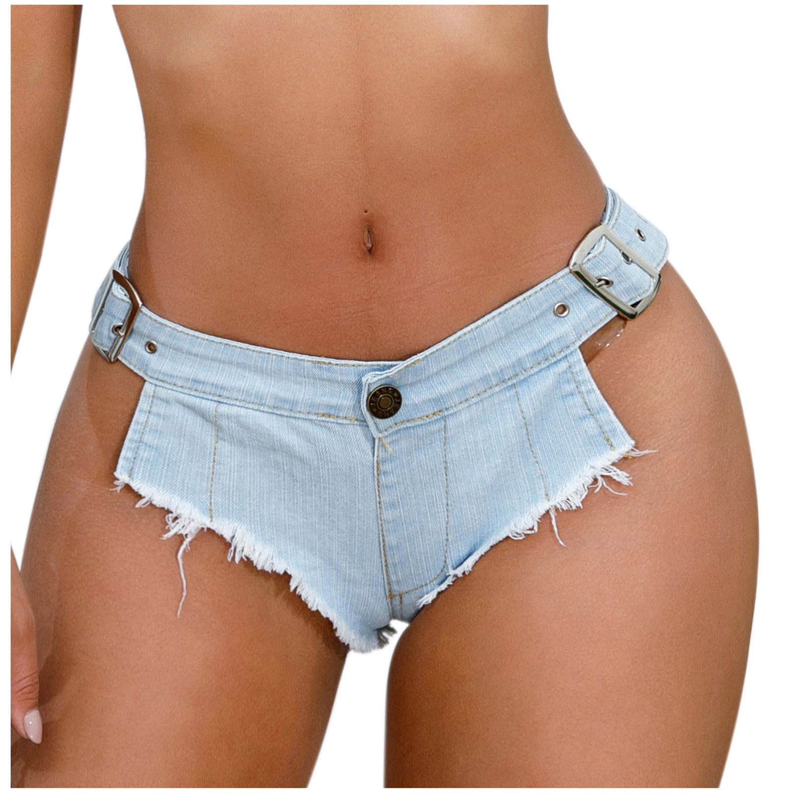 Sexy Low Waist Distressed Denim Shorts for Women - Y2K Ripped Raw Hem Booty Shorts | Perfect for Summer Outfits, Beach Vacations & Music Festivals
