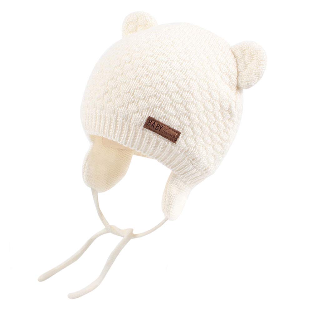 XIAOHAWANG Baby Hat Cute Bear Earflap Beanie for Toddlers - Warm Winter Knit Hat for Boys & Girls - Perfect for Fall, Winter & Outdoor Activities