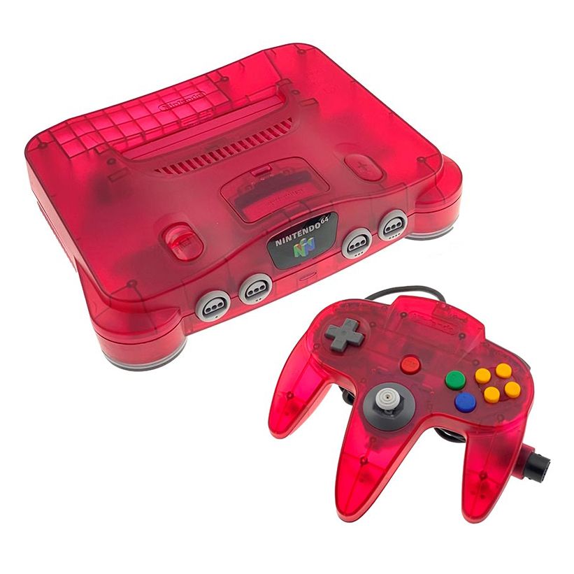 Original Nintendo 64 Console - Watermelon Red Edition - Retro Gaming System for Classic N64 Games | Perfect for Collectors & Nostalgic Gamers | Living Room, Game Room, or Man Cave Decor