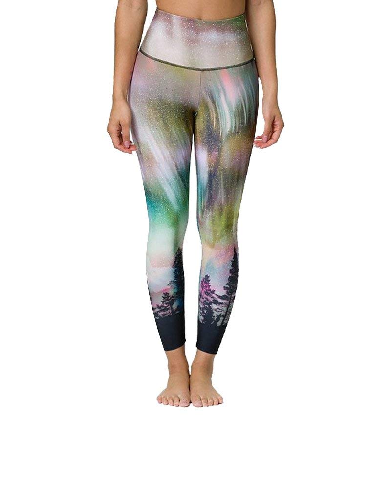 Onzie Flow Highrise Basic Midi Leggings 2029 - Northern Lights Print - XS - Yoga Pants for Women - Perfect for Yoga, Pilates & Workout