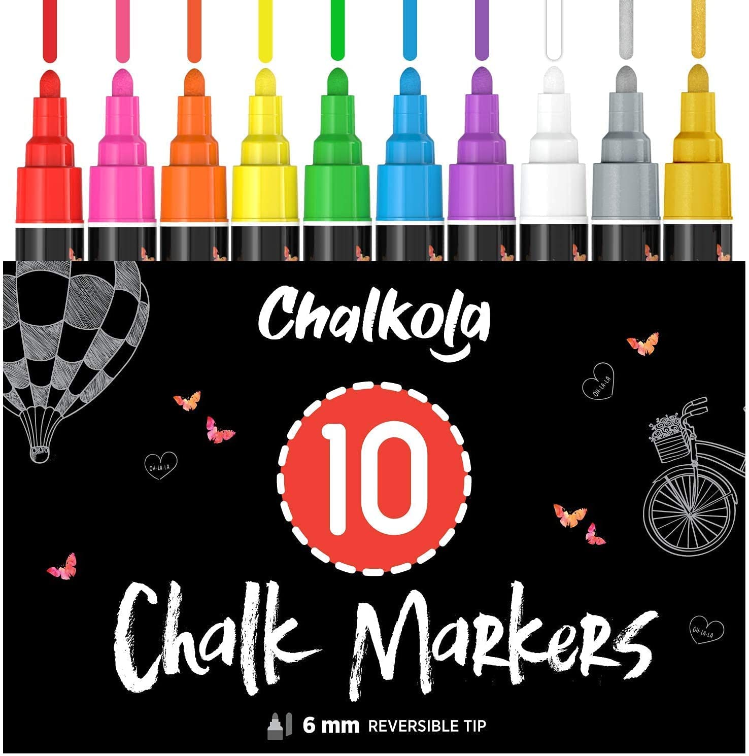 Chalkola 10 Bold Colors Washable Markers with Natural Spray Cleaner Bundle - Perfect for Kids Art Projects, Classroom Activities & DIY Crafts