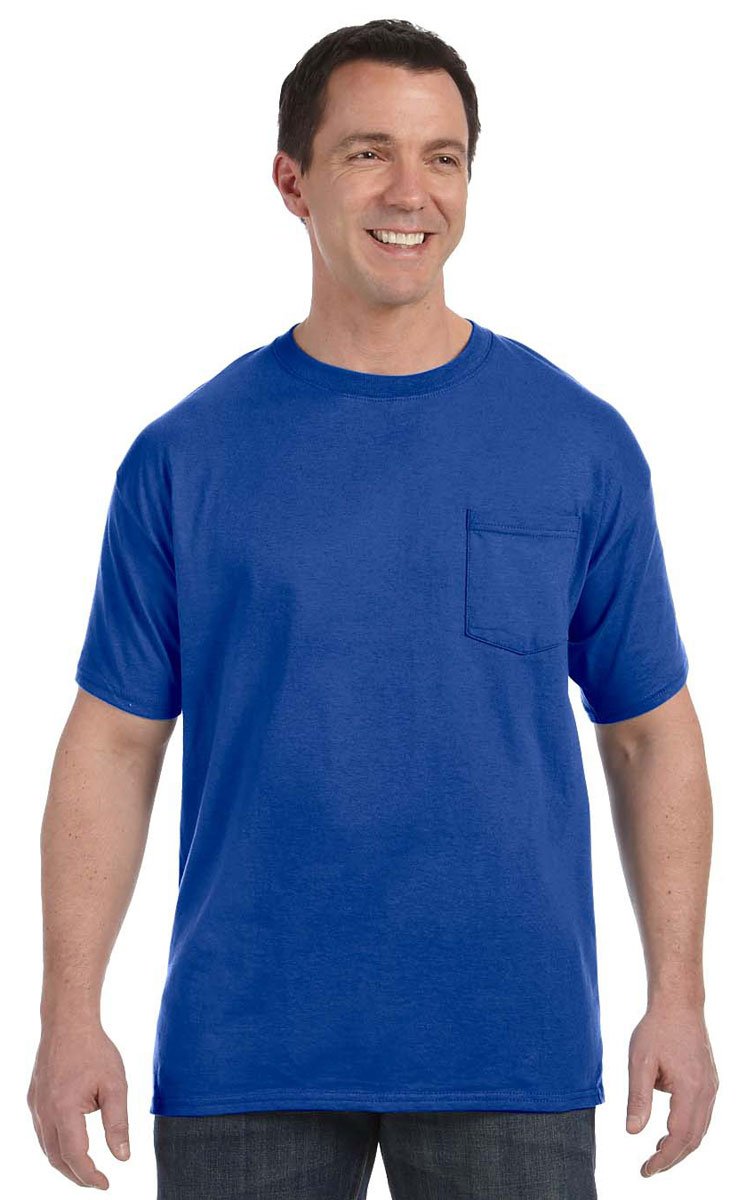 Hanes Men's Tagless Pocket T-Shirt - Soft Cotton Crew Neck Tee for Casual Wear & Everyday Comfort