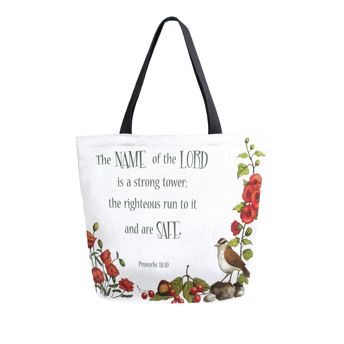 Eco-Friendly Reusable Grocery Tote Bag with Bible Verse & Floral Design - Durable Canvas Shoulder Bag for Men & Women - Perfect for Shopping, Church, Bible Study & Daily Use
