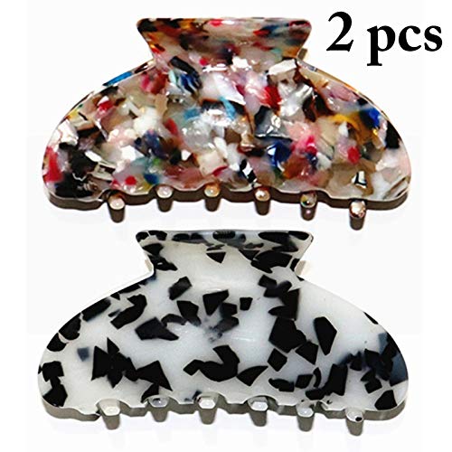 Boxoon 2PCS Leopard Print Hair Clips - Fashion French Hair Claws for Women, Non-Slip Bath & Shower Hair Accessories, Korean Style Hair Clips for Party, Wedding, Daily Use