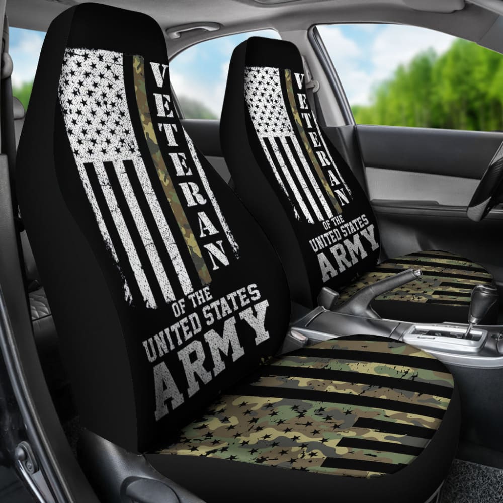 American Flag Camo Car Seat Covers - Patriotic US Army Veteran Design - Durable & Stylish for Trucks, SUVs & Cars - Perfect for Military Supporters & Outdoor Enthusiasts