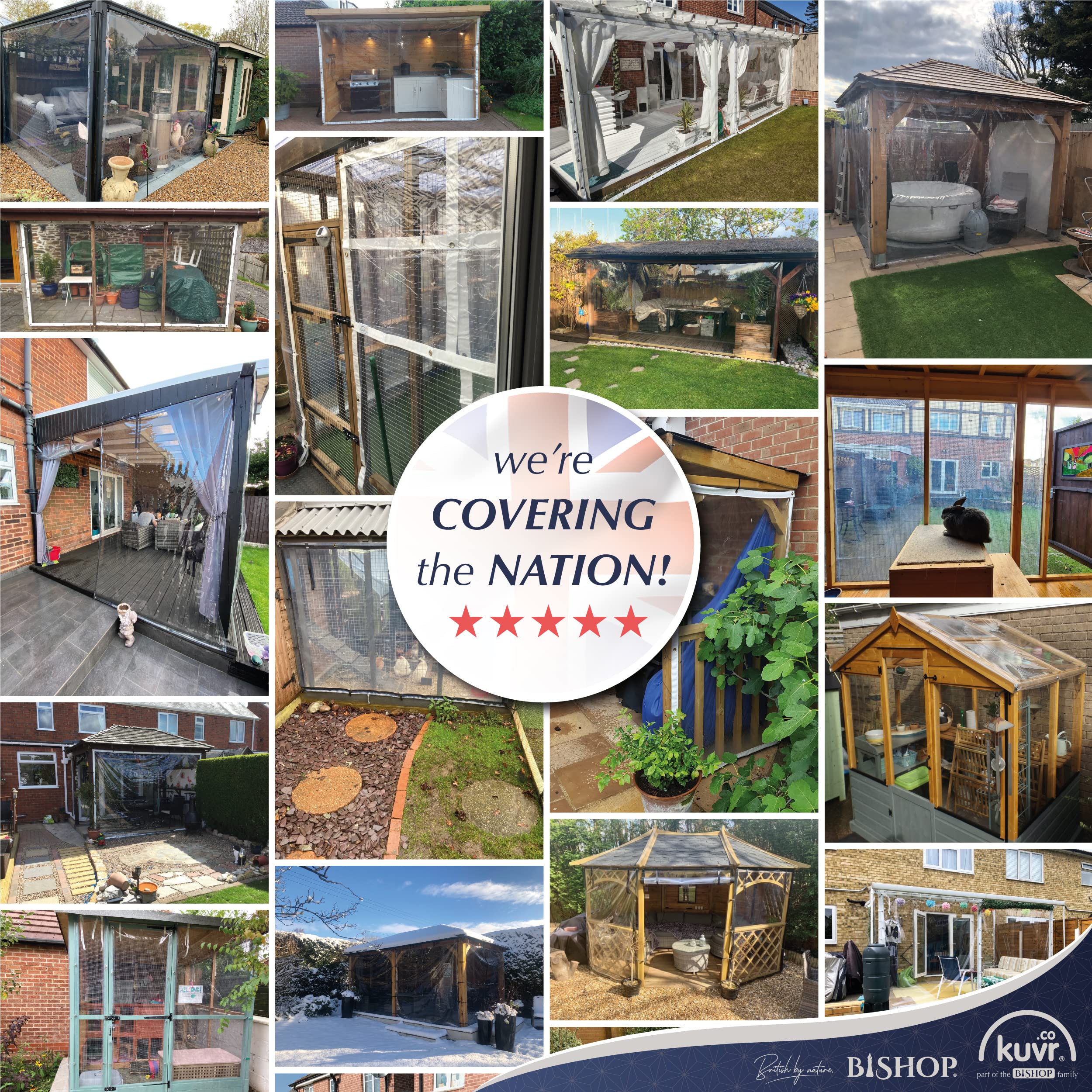 Bishop Clear Tarpaulin - Heavy Duty Waterproof Transparent Plastic Sheeting for Outdoor Cover, Construction, and Greenhouse Use