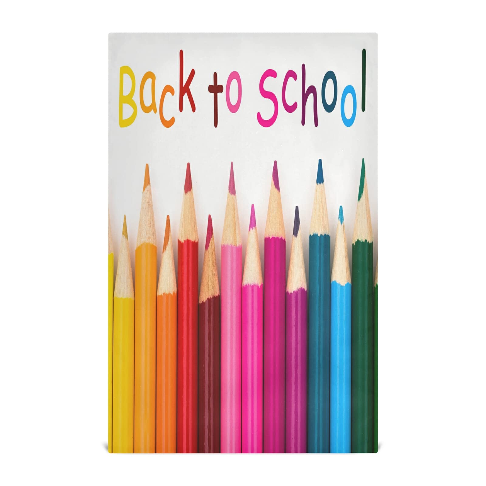 Vibrant Colorful Pencil Crayon Print Dish Towels - Set of 1 Polyester Kitchen Towels with Hanging Loop, Waffle Weave Dishcloths & Hemmed Napkins - Perfect for School Themed Kitchens, Dorm Rooms & Back to School Gifts