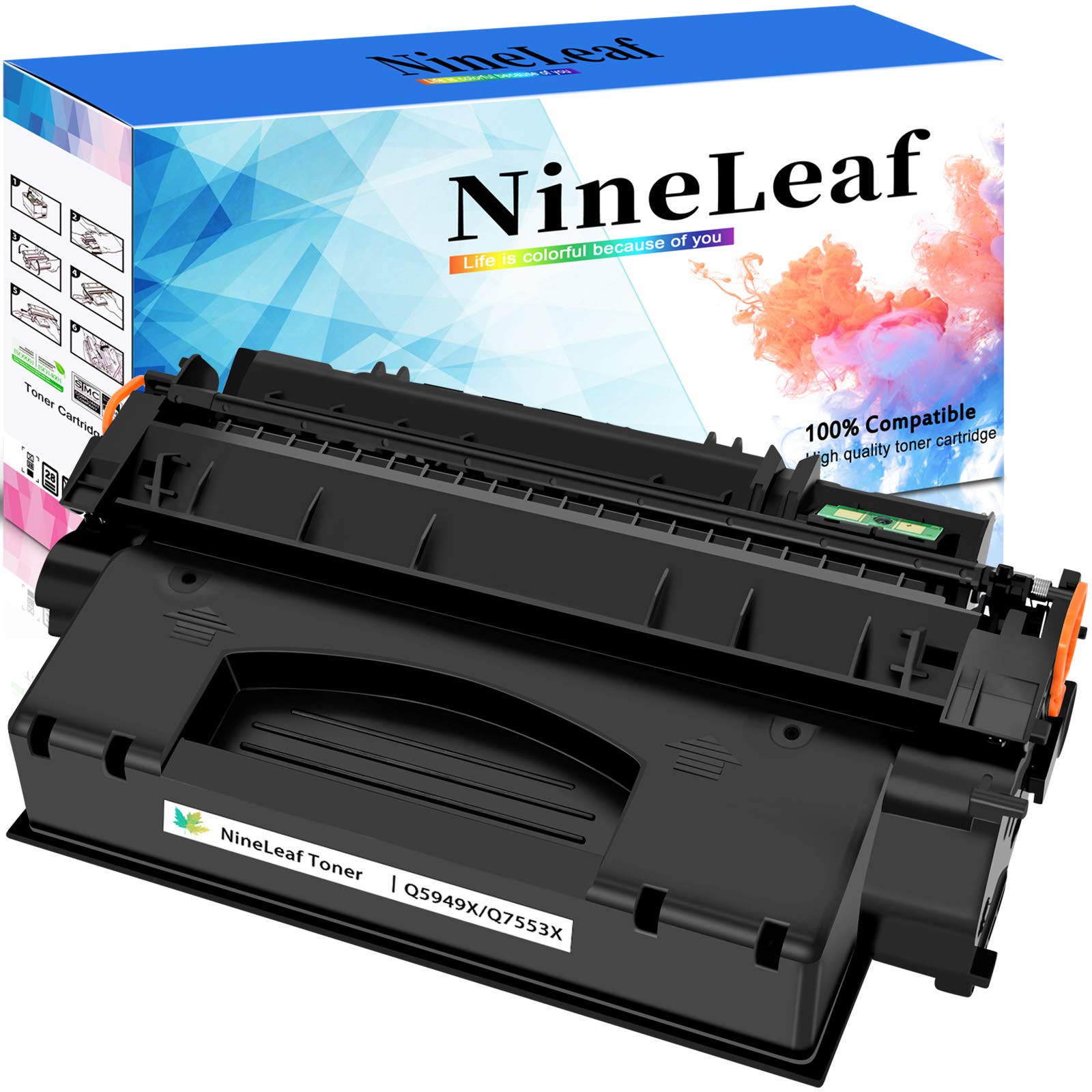High Yield NineLeaf Compatible Toner Cartridge Replacement for HP 53X Q7553X - Works with LaserJet P2015/P2015dn/P2015X/M2727/M2727nf/P2015d/M2727nfs MFP Printers (Black, 1 Pack) - Perfect for Office & Home Printing Needs