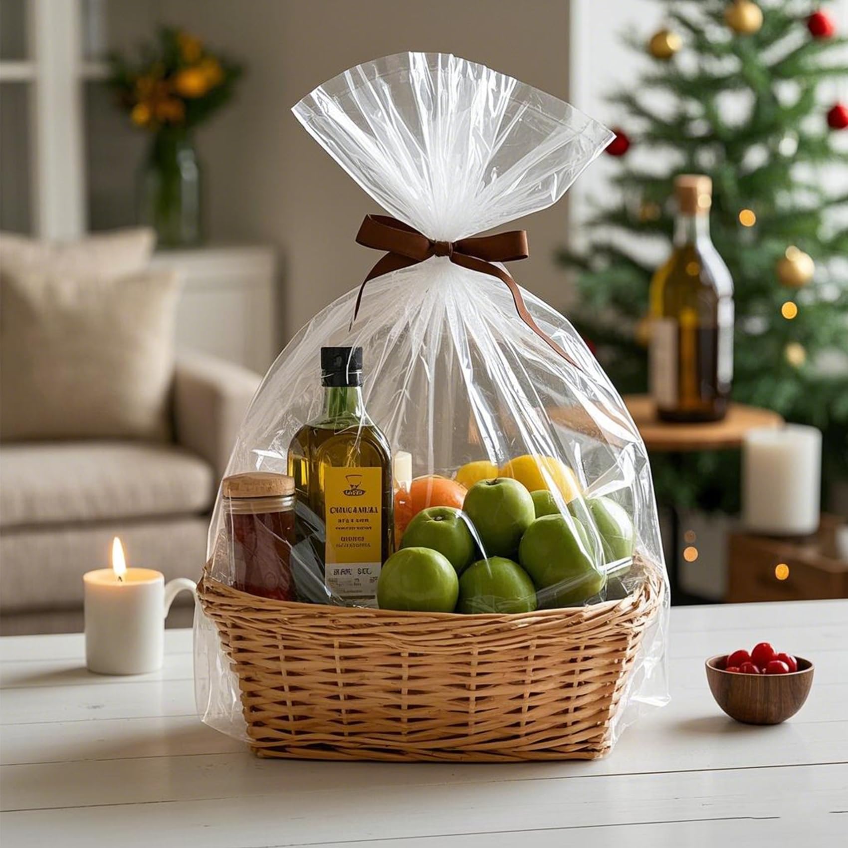 Morepack Easter Extra Large Clear PVC Heat Shrink Wrap Bags for Gift Baskets - 32x40 Inches, 20 Pack - Perfect for Holiday Gifts, Party Favors & DIY Craft Projects