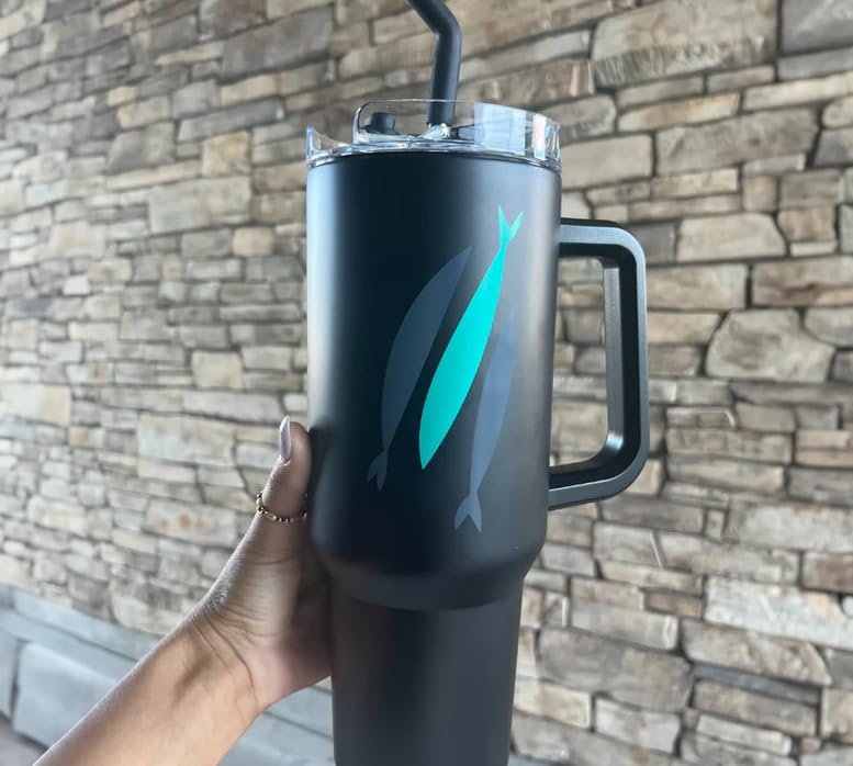 The Chosen 40oz Fish Tumbler - Stainless Steel Insulated Black Water Bottle for Hot & Cold Drinks - Perfect for Outdoor, Camping, Gym & Daily Use