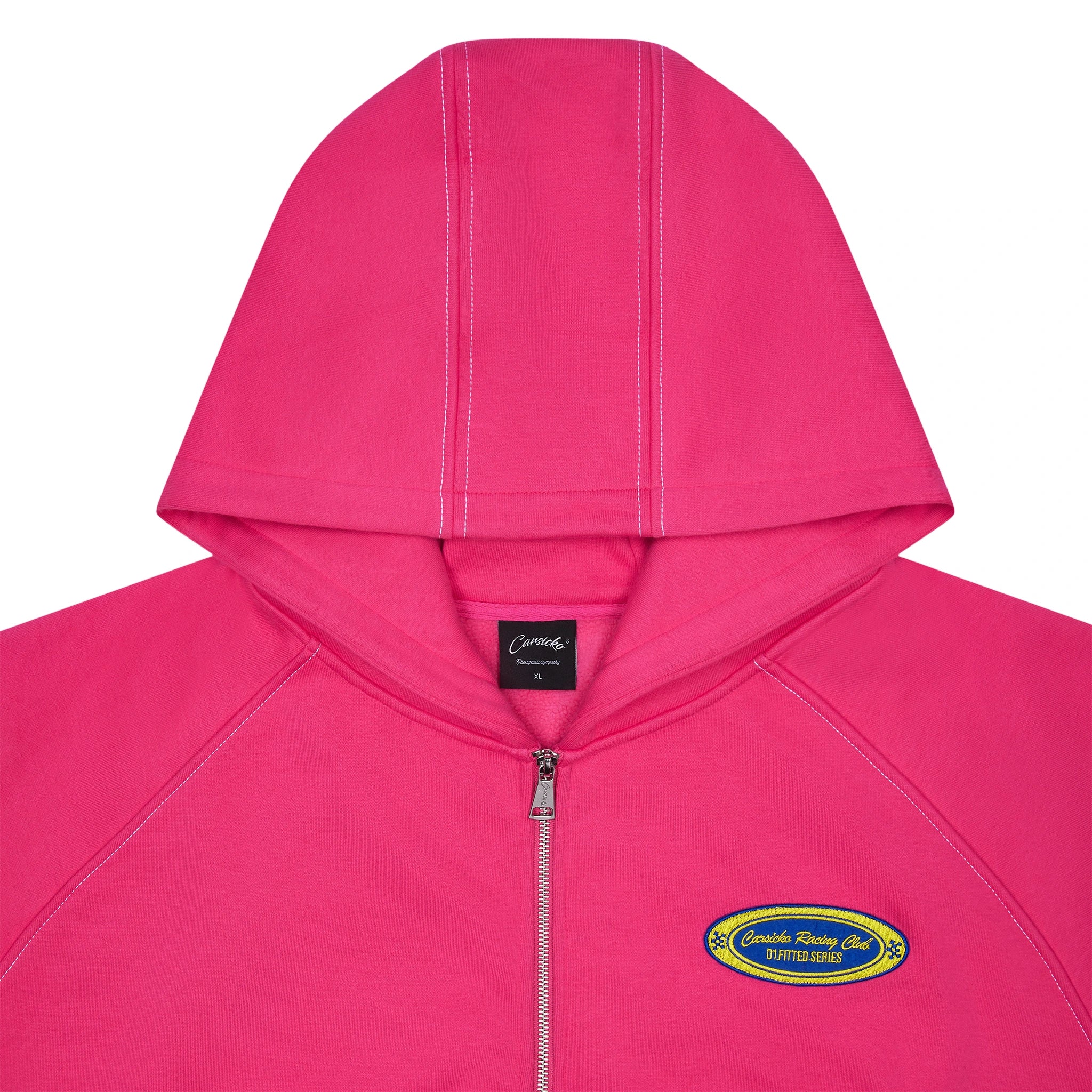 Carsicko Racing Club Pink Hoodie for Women & Men - Soft Cotton Pullover Sweatshirt - Stylish Streetwear for Casual Outfits & Car Enthusiasts