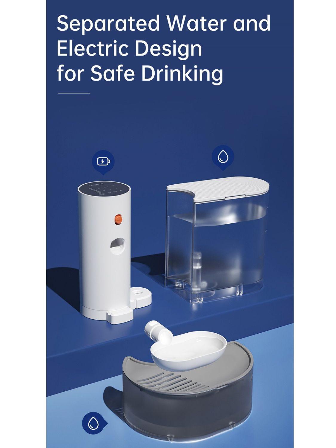 Smart Tilt Pour Pet Water Fountain - Wireless, Filter-Free Cat & Dog Water Dispenser for Home Use | Perfect for Travel & Small Spaces