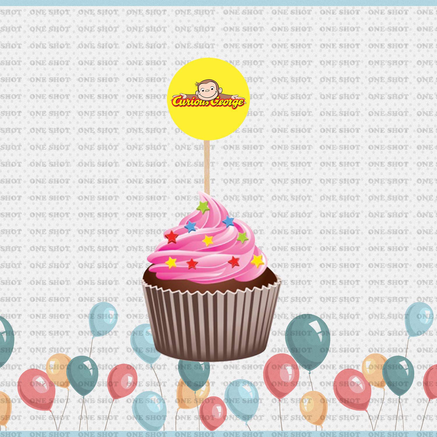Curious George Cupcake Toppers - Set of 12 Adorable Monkey Decorations for Birthday Parties, Baby Showers & Baking Fun