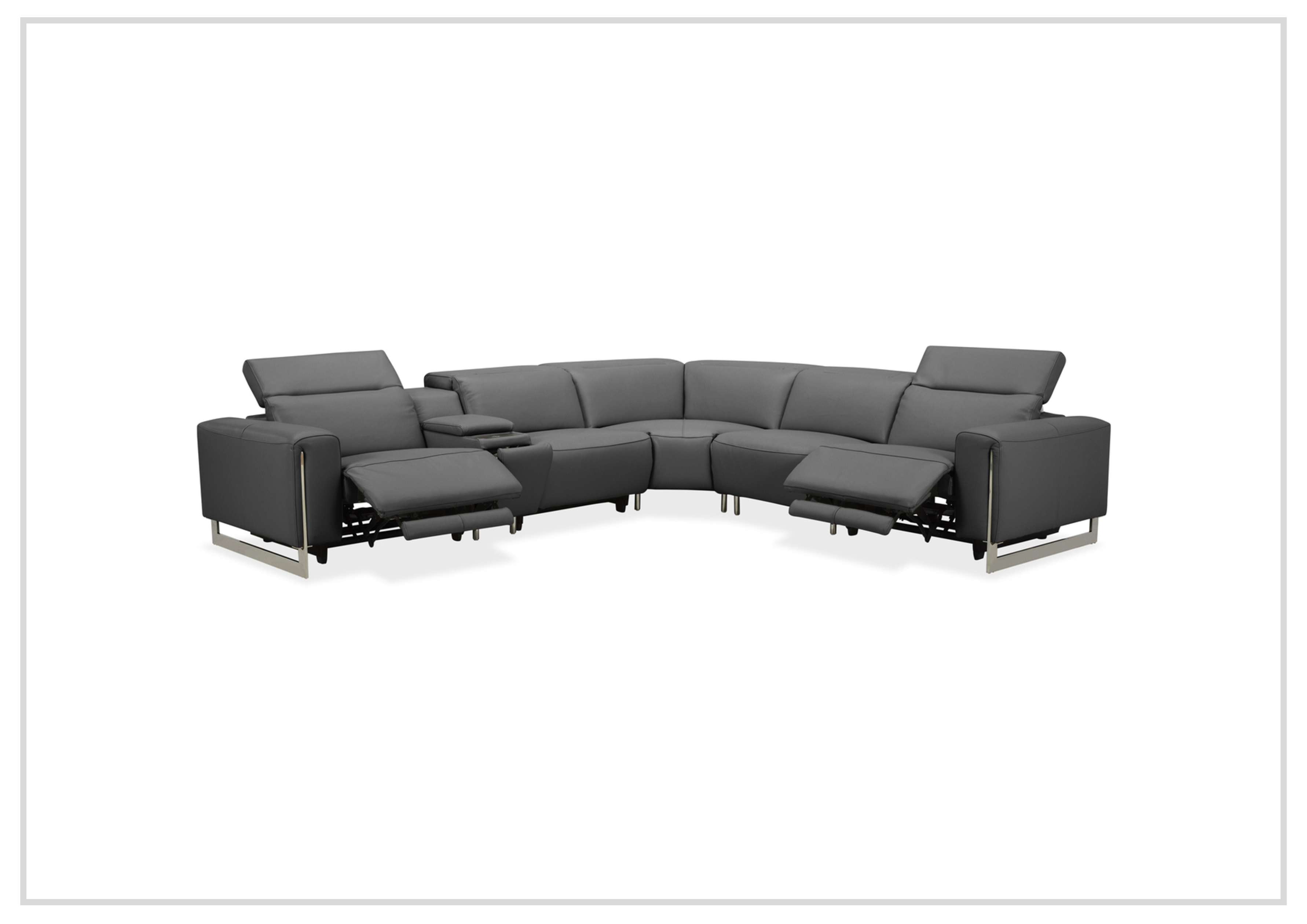 Gio Italia Picasso 6-Piece Motion Recliner Sectional Sofa Set with Power Recline & Cup Holders - Modern L-Shaped Living Room Furniture for Home Theater & Family Gatherings