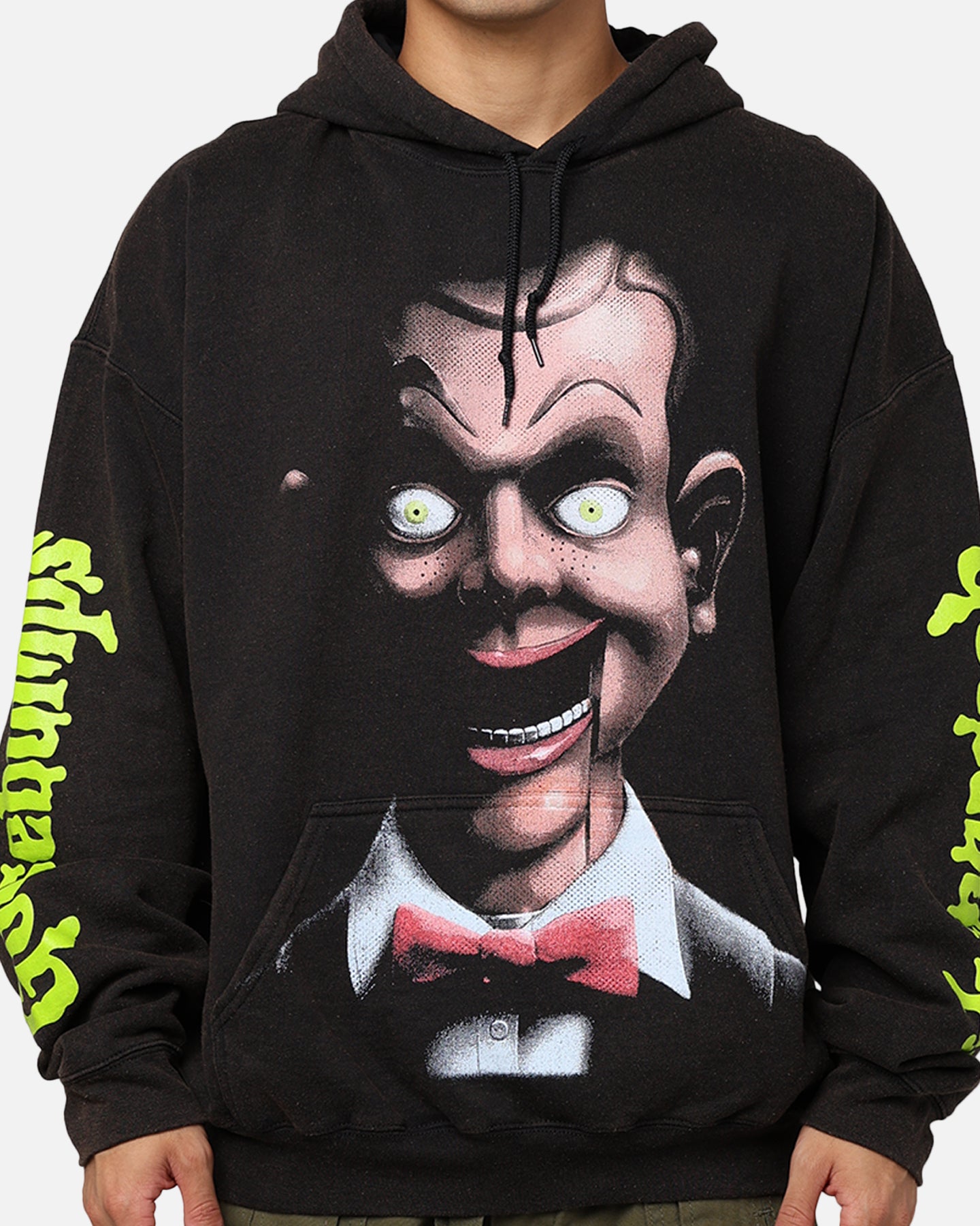 Vintage Goosebumps Living Dummy Hoodie - Black Wash Distressed American Thrift Style | 90s Horror Nostalgia, Halloween Costume, Streetwear Fashion