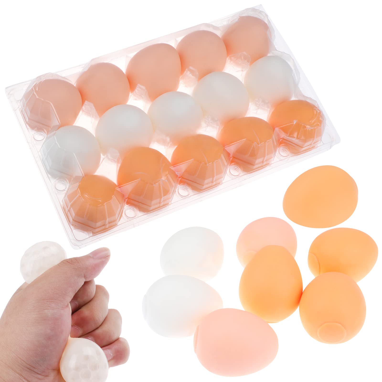 15 Pack Stress Relief Squeeze Eggs - 2 Inch Bubble Bead Filled Sensory Fidget Toys for Adults & Kids - Anxiety Relief, ADHD Focus, Office Desk & Classroom Stress Ball Toys - Perfect for Home, Work & Travel