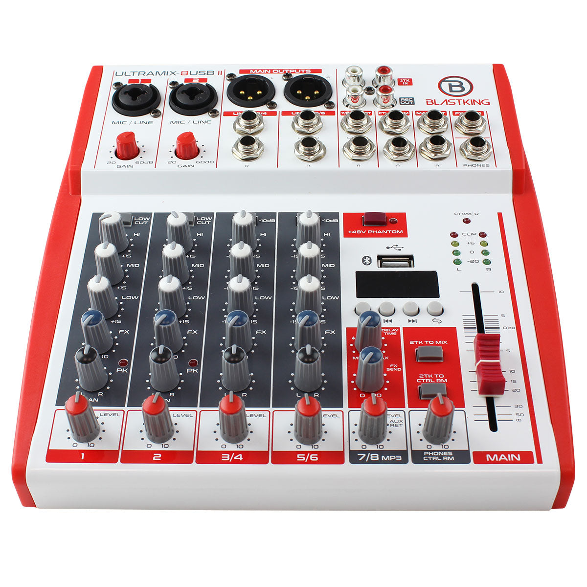 Blastking ULTRAMIX 8USBII 8-Channel Professional Audio Mixer - Analog Stereo Mixing Console for Live Performances, Studio Recording & DJ Setups