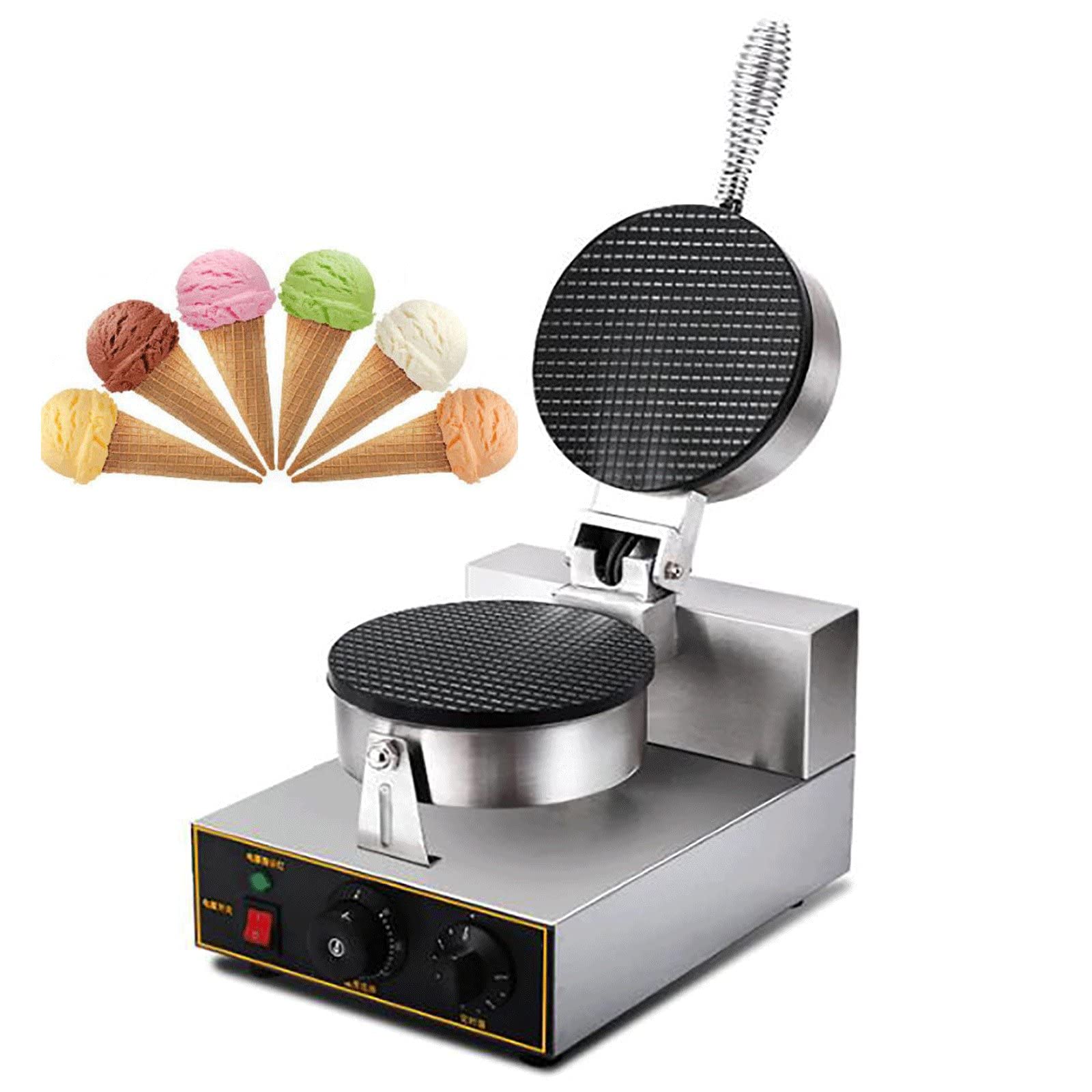 Electric Waffle Cone Maker Machine - Non-Stick Ice Cream Cone Baker with Egg Roll Mold for Home, Restaurant & Dessert Shop - Perfect for Making Crispy Cones, Crepes & Snacks