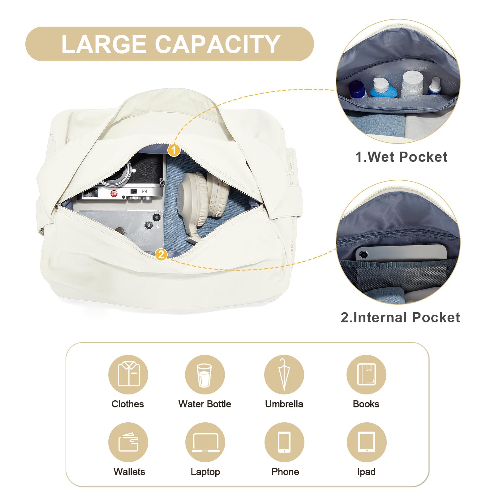 Small Gym Bag with Shoe Compartment - Waterproof Workout Duffle Bag for Women, Lightweight Travel & Sports Tote for Yoga, Dance, Swim & Overnight Trips | Perfect for Gym, Fitness Class & Weekend Getaways