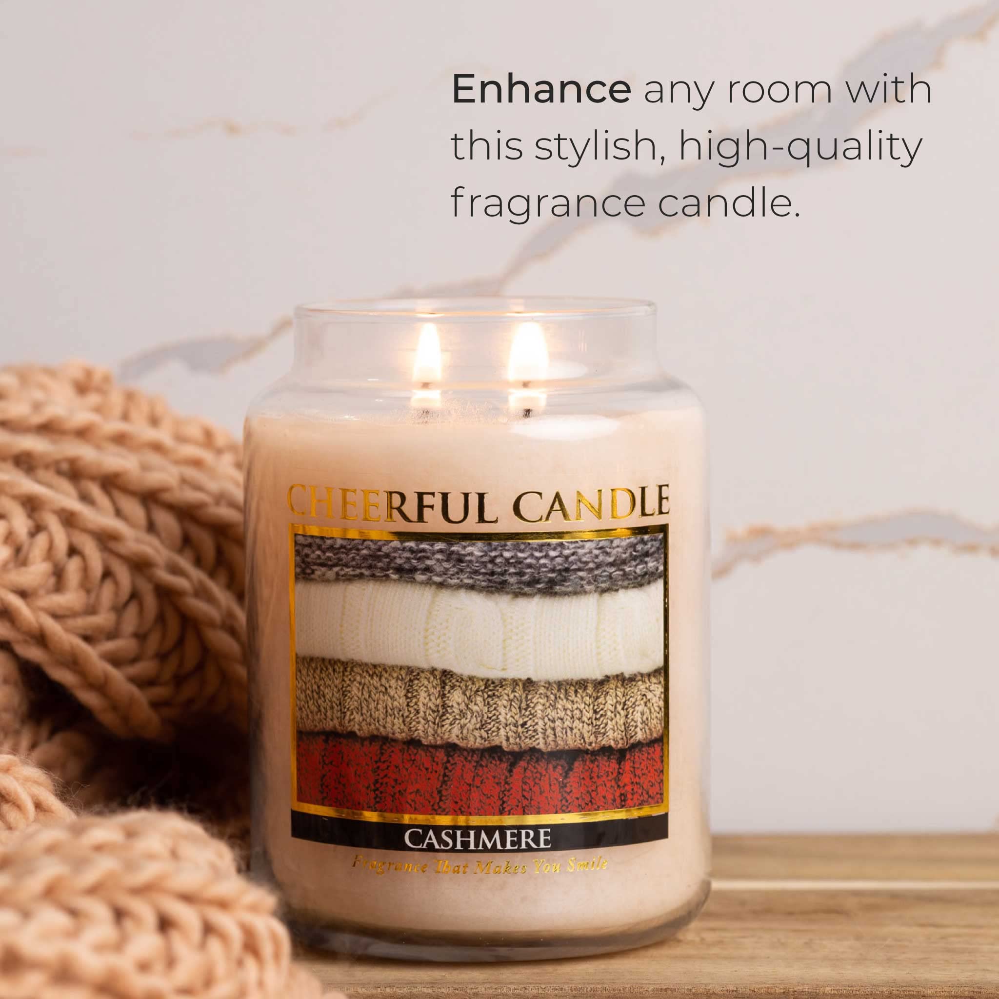 24oz Scented Cashmere Candle Jar - 135 Hours Burn Time, Luxury Home Fragrance Gift for Women - Perfect for Relaxation, Spa Days & Romantic Ambience