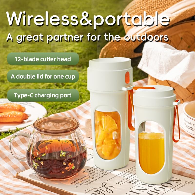 2 in 1 Portable Juicer Cup - High Capacity Blender for Fruits & Vegetables, USB Rechargeable Sports Bottle | Perfect for Gym, Hiking & Outdoor Activities