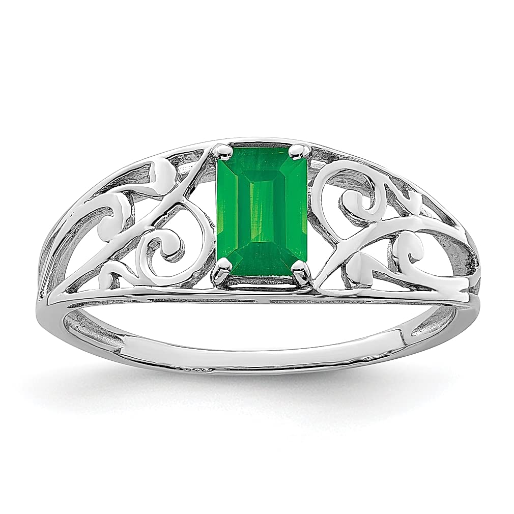 925 Sterling Silver Green Emerald Band Ring for Women - Elegant Gemstone Jewelry Gift for Her, Perfect for Anniversaries, Birthdays & Special Occasions