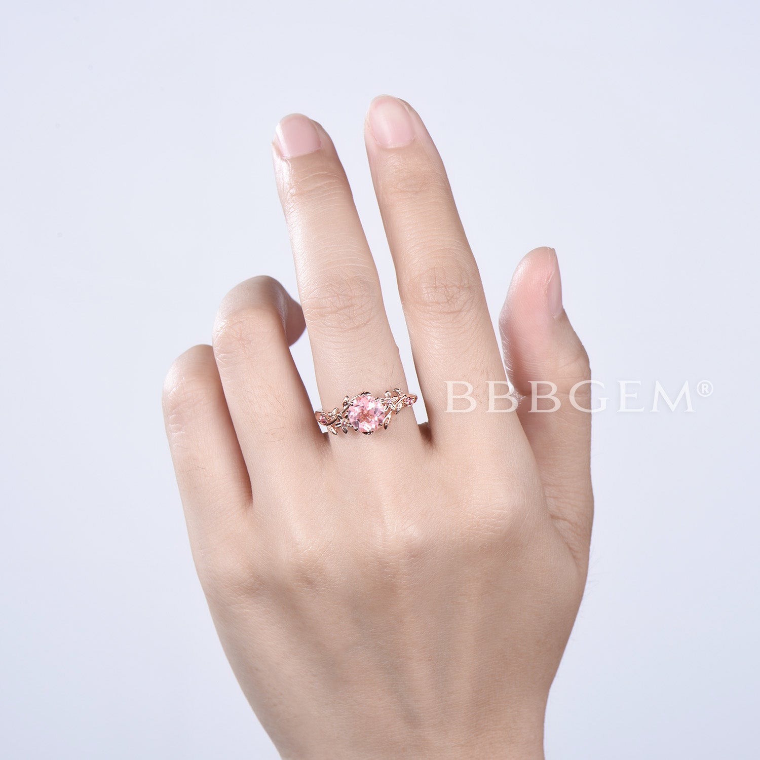 Exquisite Pink Padparadscha Sapphire Floral Engagement Ring – Vintage-Inspired Round Cut Gemstone for Weddings & Proposals
