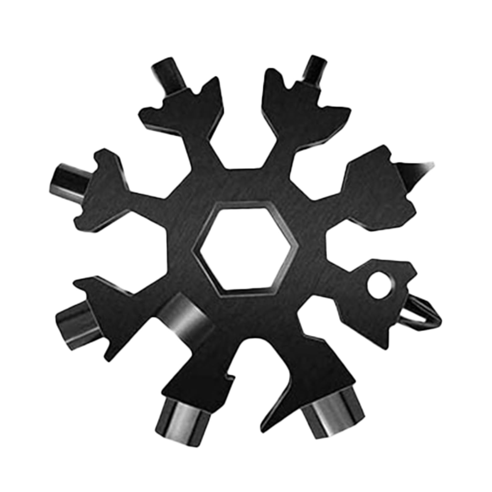 18-in-1 Snowflake Multi Tool Keychain - Compact Screwdriver, Wrench & Bottle Opener - Durable Pocket Tool for Men (Black) - Perfect for Camping, Hiking, Car Repair & Everyday Carry