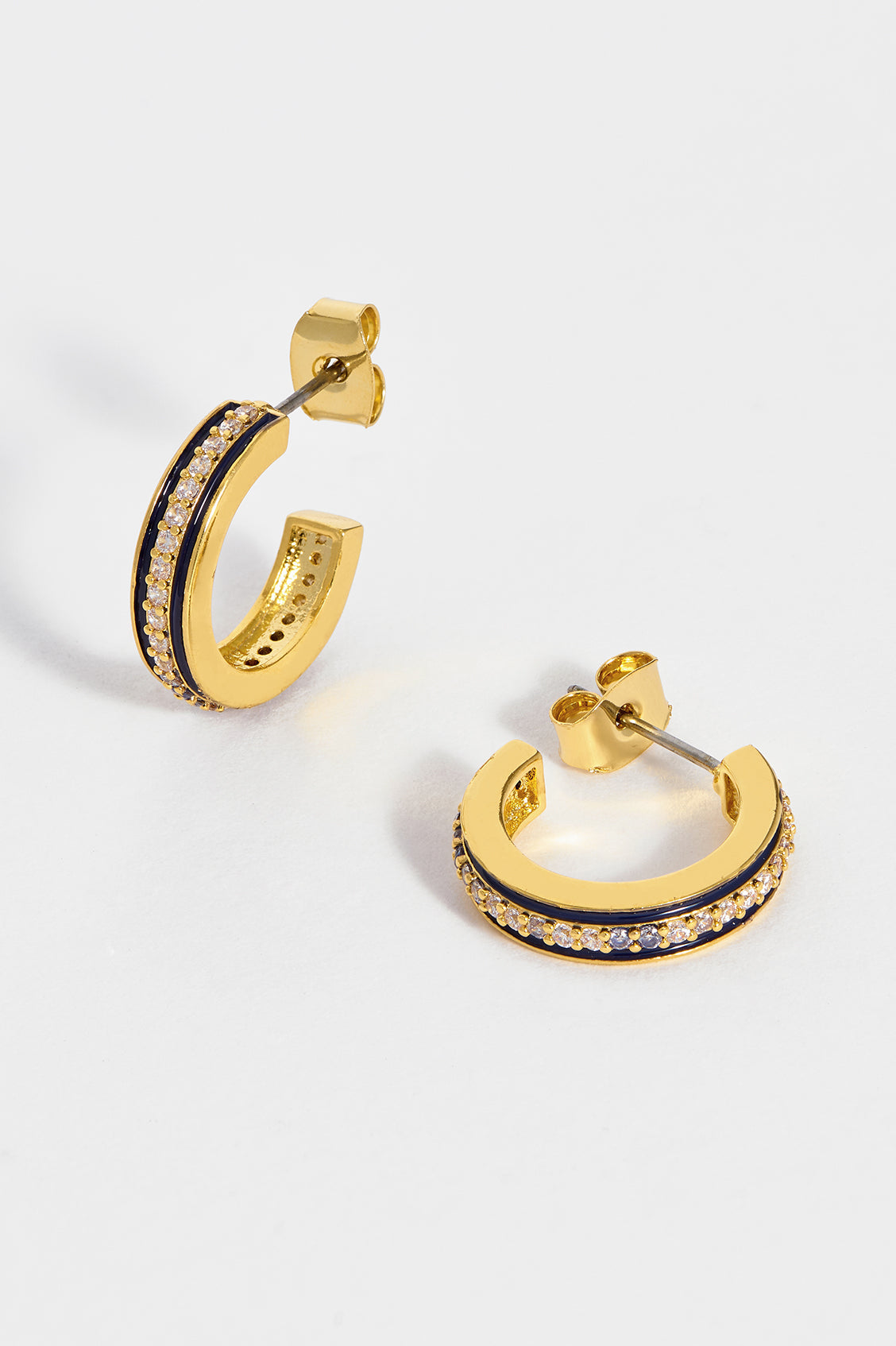 14K Gold Plated Enamel CZ Hoop Earrings for Women - Elegant Cubic Zirconia Dangle Earrings for Party, Wedding & Everyday Wear (Style EBE5356G)