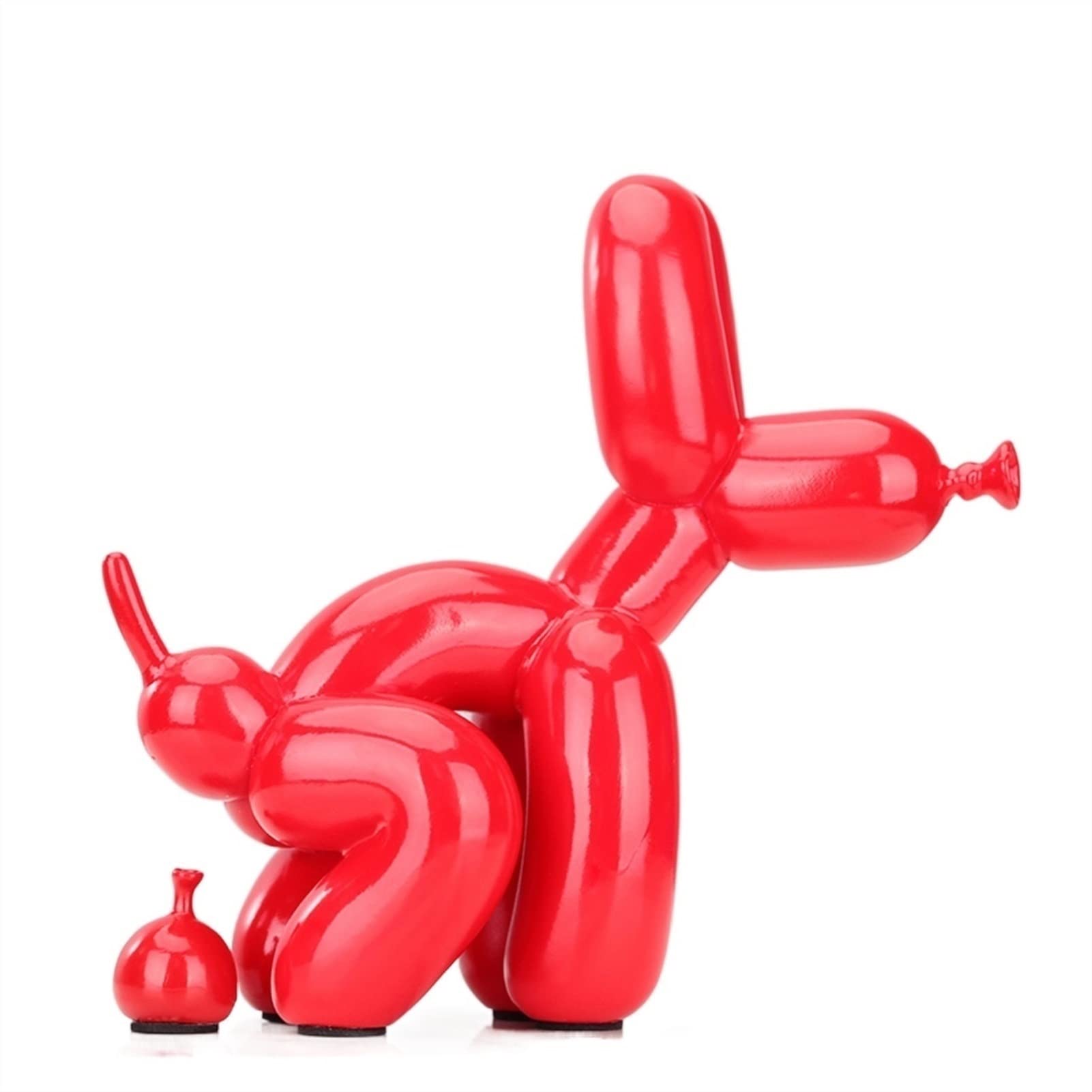 Creative Poop Balloon Dog Statue - Modern Nordic Animal Resin Art Sculpture for Home & Office Decoration, Cute Desktop Ornament (Red, 22cm) - Perfect for Living Room, Bedroom, Bookshelf & Gift Giving