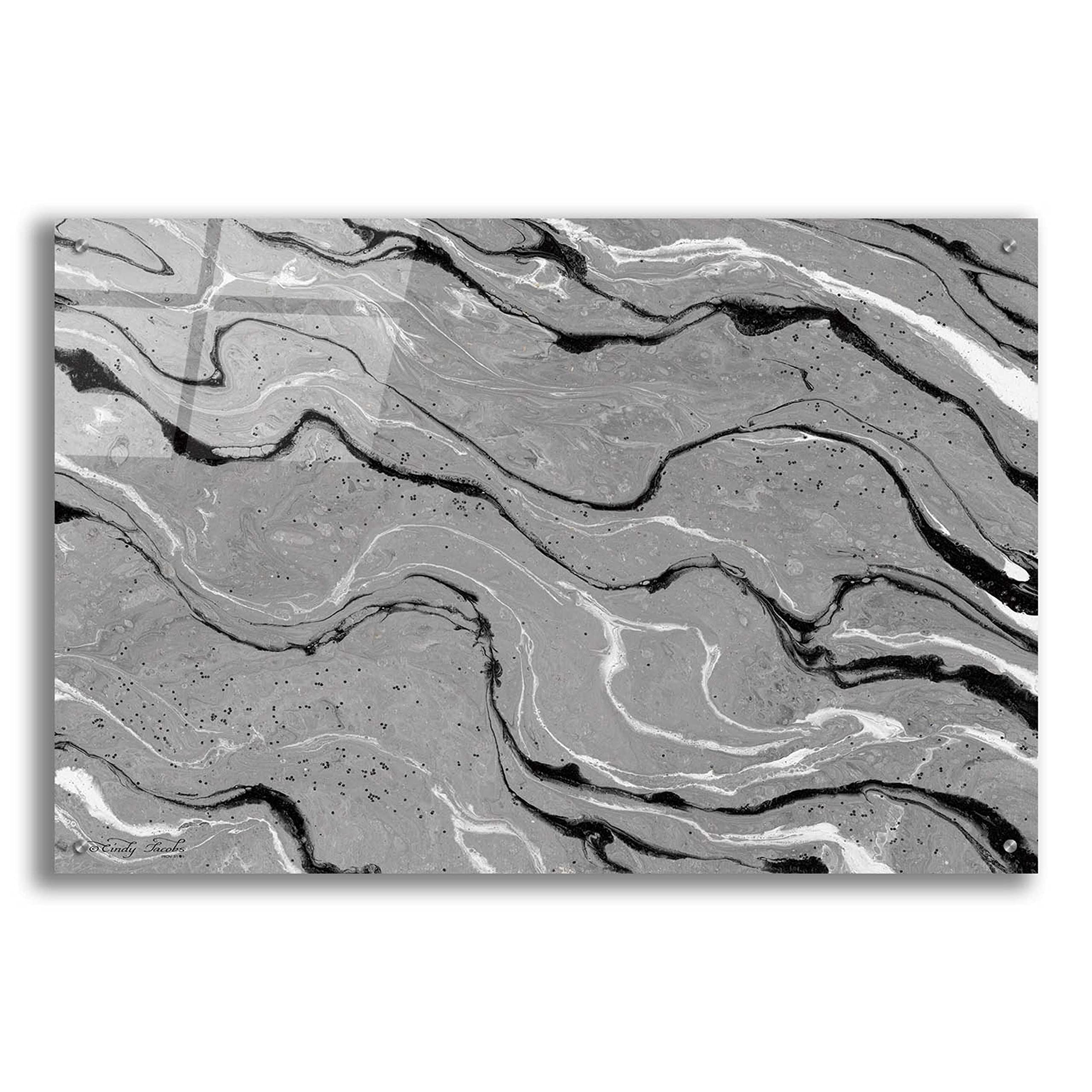 Abstract in Gray III by Cindy Jacobs - Modern Acrylic Glass Wall Art Painting 36x24 Inches - Perfect for Living Room, Bedroom & Office Decor