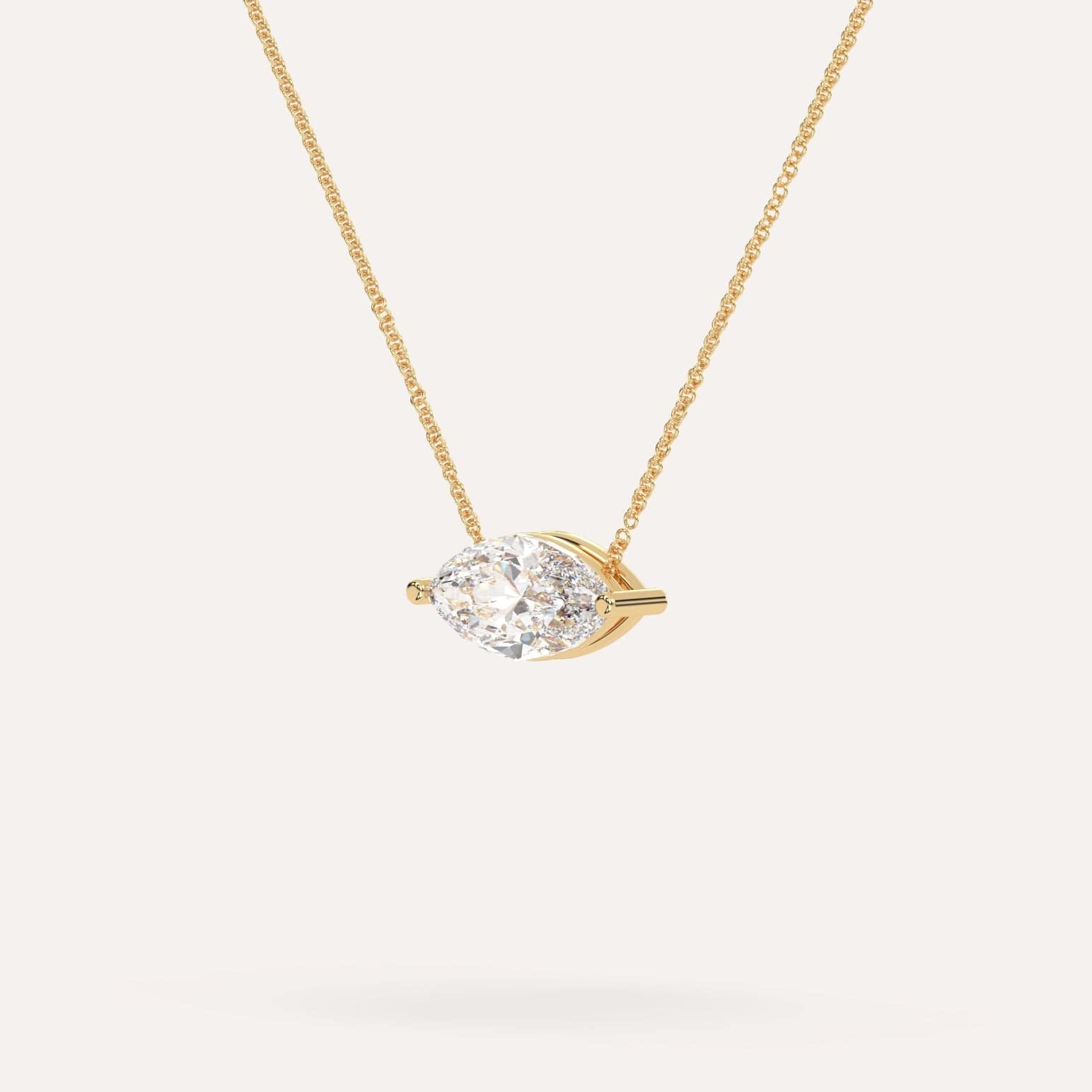 2 Carat Marquise Floating Diamond Necklace - 14K Gold Solitaire Pendant for Women - Perfect for Weddings, Anniversaries & Special Occasions