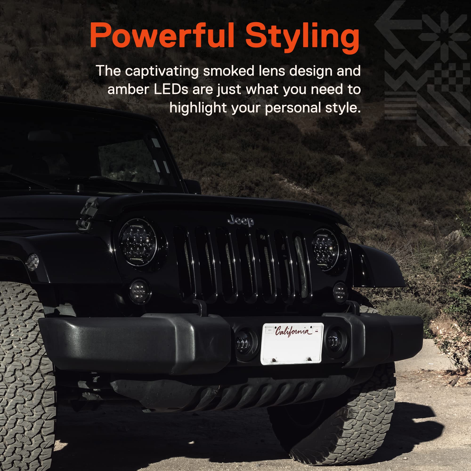 TRUE MODS LED Turn Signal Lights Replacement for Jeep Wrangler JK Unlimited 2007-2018 - Smoked Lens Amber DRL Running Lights - Upgrade Your Jeep Accessories for Enhanced Visibility & Style on Off-Road Adventures