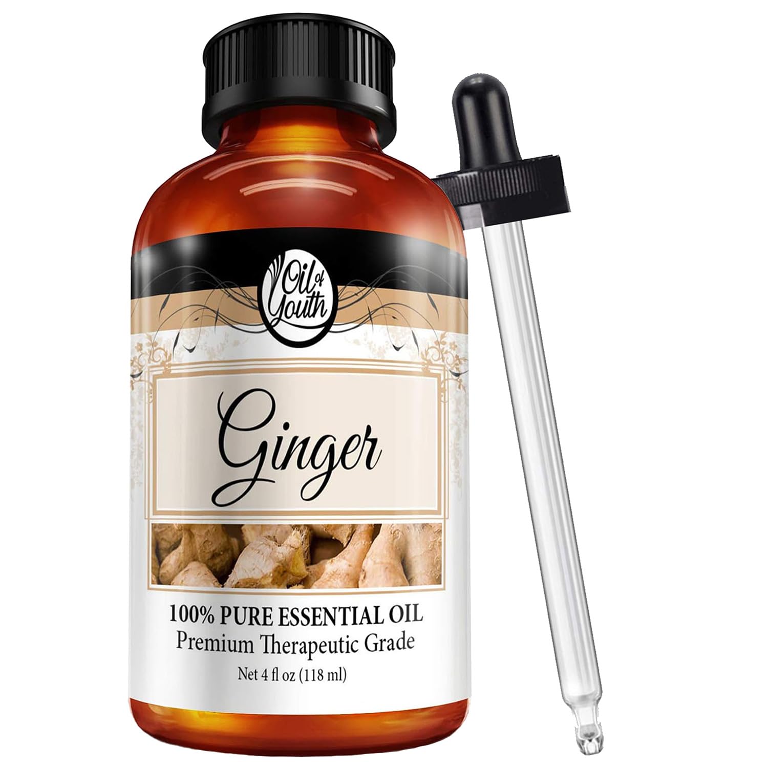 Youth Ginger Essential Oil for Aromatherapy - 100% Pure & Natural - 4 fl oz (120ml) - Stress Relief, Relaxation & Skin Care - Perfect for Diffusers, Massage & DIY Beauty Products