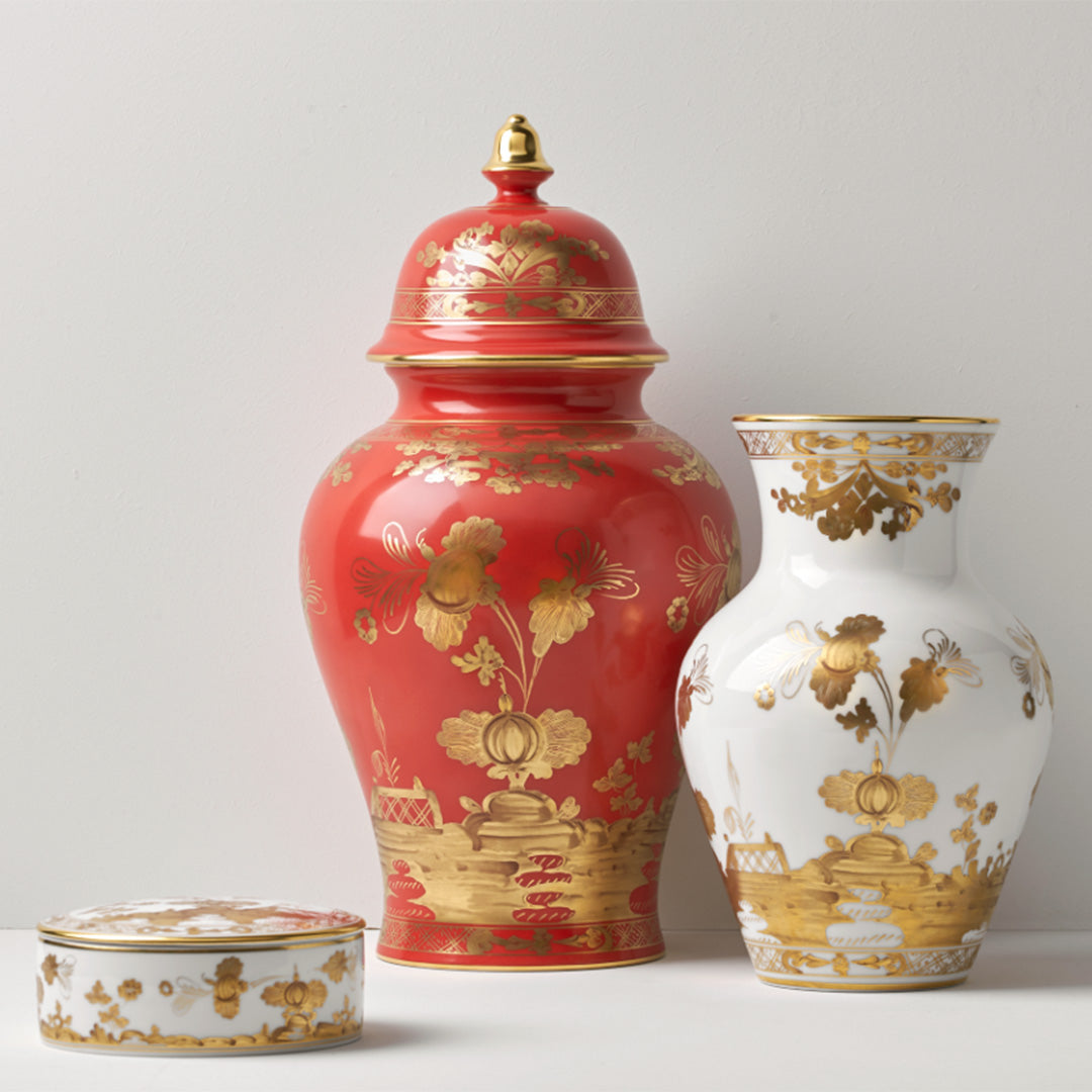 Oriente Italiano Ming Vase in Aurum Gold - Elegant Chinese Porcelain Vase for Home Decor, Wedding Centerpiece & Luxury Gift